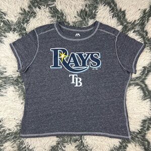 Majestic Women's Tampa Bay Rays T-Shirt Size XL Short Sleeve Blue Logo